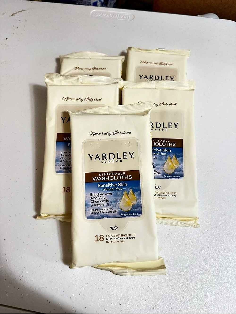 Yardley London Disposable Washcloths Sensitive Skin 5-Pack NWT